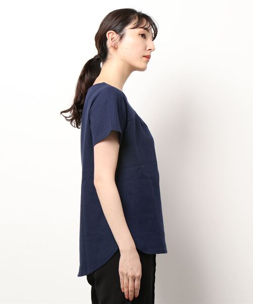 KID BLUE(キッドブルー)の「キッドブルー -22ニットサッカー -半袖トップス -KRSN359 -kidblue(ルームウェア/パジャマ・レディース・ピンク/ネイビー・M)」の4枚目の写真