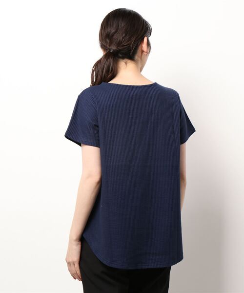 KID BLUE(キッドブルー)の「キッドブルー -22ニットサッカー -半袖トップス -KRSN359 -kidblue(ルームウェア/パジャマ・レディース・ピンク/ネイビー・M)」の3枚目の写真