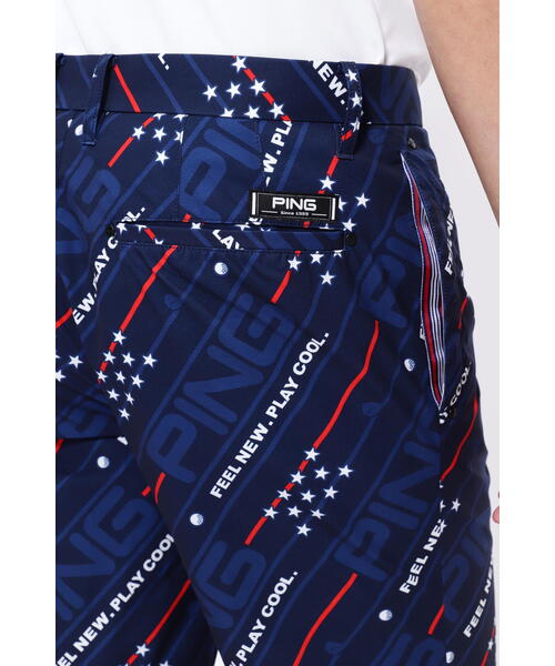 PING(ピン)　ネイビー/レッド グラフィックパンツ LL ping ジョガーパンツ（スポーツ・アウトドア）の通販