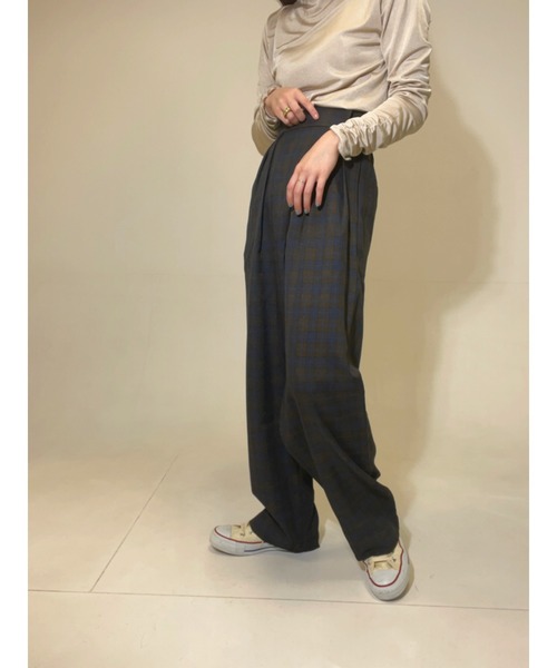 GGD(ジージーディー)の「チェックパンツ(カーゴパンツ・レディース・ライトブルー/モカ・M/L)」の12枚目の写真