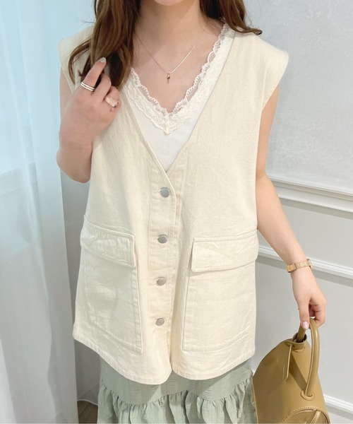 apres jour（アプレジュール）の「デニムジレ【ZOZOTOWN限定アイテム】（ベスト・レディース・ナチュラル/ライトブルー/インディゴブルー・X-LARGE/フリー）」の3枚目の写真