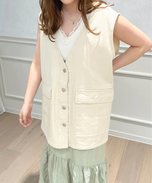 apres jour（アプレジュール）の「デニムジレ【ZOZOTOWN限定アイテム】（ベスト・レディース・ナチュラル/ライトブルー/インディゴブルー・X-LARGE/フリー）」の16枚目の写真