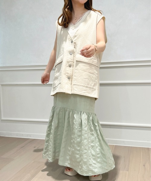 apres jour（アプレジュール）の「デニムジレ【ZOZOTOWN限定アイテム】（ベスト・レディース・ナチュラル/ライトブルー/インディゴブルー・X-LARGE/フリー）」の9枚目の写真