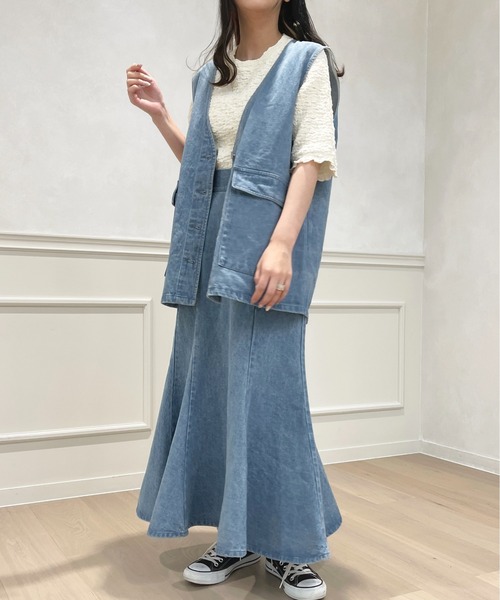 apres jour（アプレジュール）の「デニムジレ【ZOZOTOWN限定アイテム】（ベスト・レディース・ナチュラル/ライトブルー/インディゴブルー・X-LARGE/フリー）」の10枚目の写真