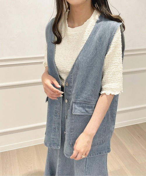 apres jour（アプレジュール）の「デニムジレ【ZOZOTOWN限定アイテム】（ベスト・レディース・ナチュラル/ライトブルー/インディゴブルー・X-LARGE/フリー）」の21枚目の写真