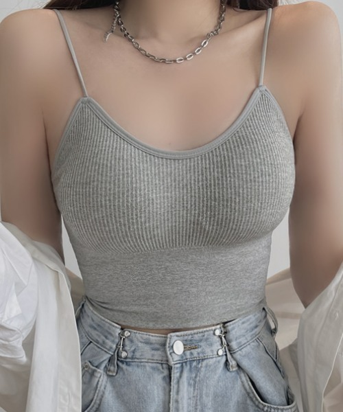 everycoco(エブリーココ)の「カップ付キャミトップス(キャミソール・レディース・ホワイト/ブラック/グレー・FREE)」の3枚目の写真