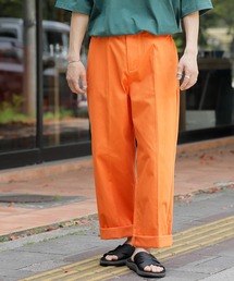 コットンカラーツイル センタープレス ワイドチノパンツ