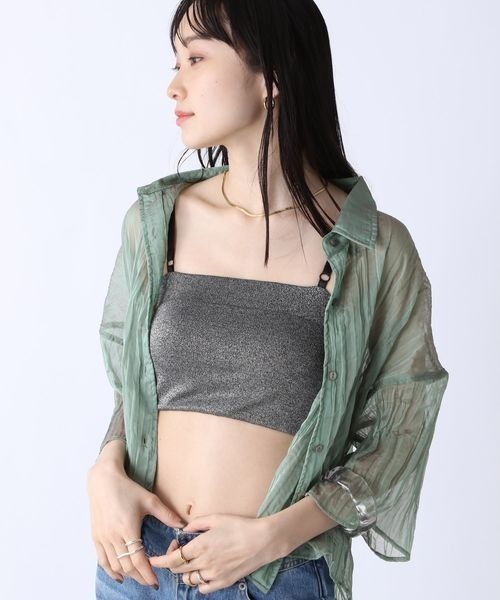 JEANASIS（ジーナシス）の「カップツキベアトップ/295912（チューブトップ・レディース・ブラック/シルバー・FREE）」の5枚目の写真