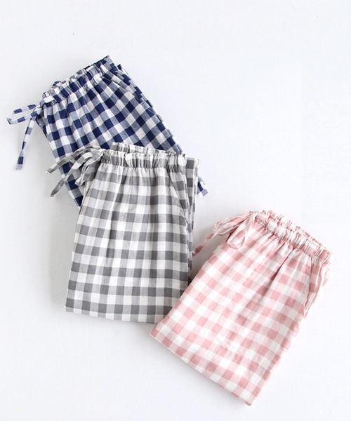 DAY CLOSET(デイ クローゼット)の「レディース ギンガムチェックリラックスルームパンツ(その他パンツ・レディース・ネイビー/グレー/ピンク・M/L/XL)」の6枚目の写真