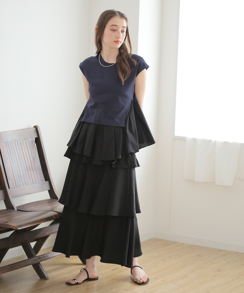 B.C STOCK（ベーセーストック）の「フハクコンビカット プルオーバー（シャツ/ブラウス・レディース・ホワイト/ネイビー/グリーン・FREE）」の14枚目の写真