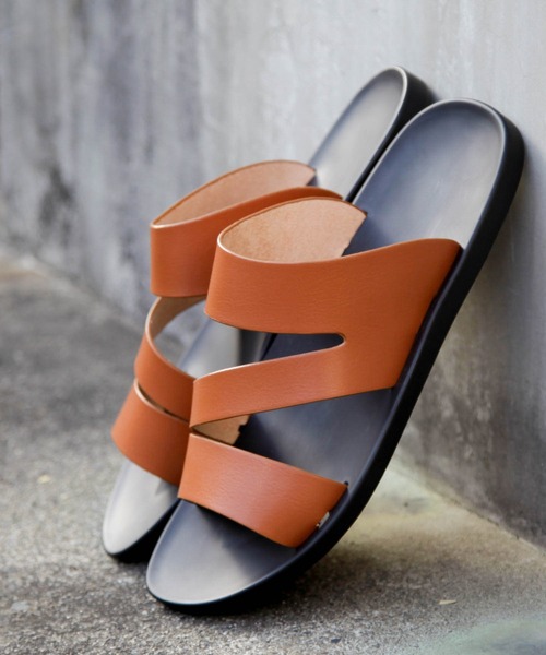 hardcover(ハードカバー)の「【z】【hardcover】フェイクレザーサンダル(サンダル・メンズ・キャメル/ブラック・MEDIUM/SMALL)」の1枚目の写真