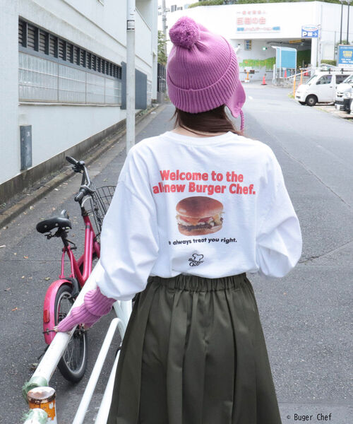 GOOD ROCK SPEED（グッドロックスピード）の「【GOOD ROCK SPEED】BURGER ロンT（Tシャツ/カットソー・レディース・オフホワイト/ピンク・FREE）」の7枚目の写真