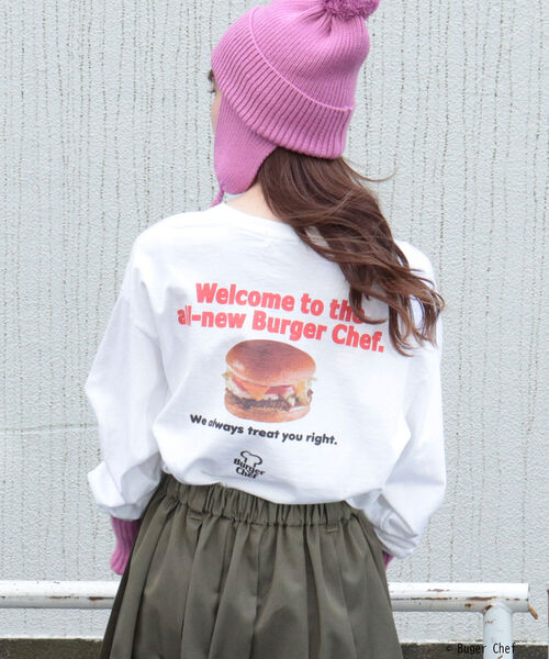 GOOD ROCK SPEED（グッドロックスピード）の「【GOOD ROCK SPEED】BURGER ロンT（Tシャツ/カットソー・レディース・オフホワイト/ピンク・FREE）」の8枚目の写真