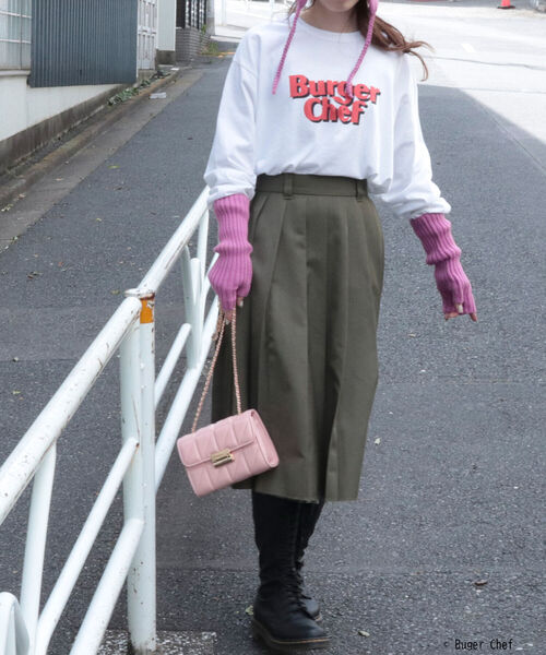 GOOD ROCK SPEED（グッドロックスピード）の「【GOOD ROCK SPEED】BURGER ロンT（Tシャツ/カットソー・レディース・オフホワイト/ピンク・FREE）」の9枚目の写真