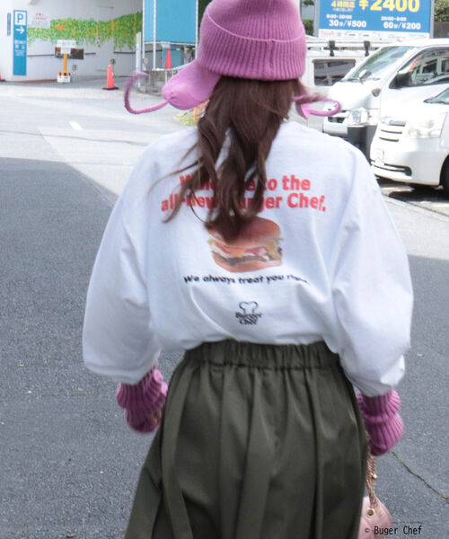 GOOD ROCK SPEED（グッドロックスピード）の「【GOOD ROCK SPEED】BURGER ロンT（Tシャツ/カットソー・レディース・オフホワイト/ピンク・FREE）」の11枚目の写真