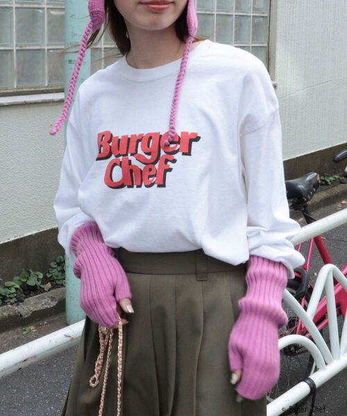 GOOD ROCK SPEED（グッドロックスピード）の「【GOOD ROCK SPEED】BURGER ロンT（Tシャツ/カットソー・レディース・オフホワイト/ピンク・FREE）」の13枚目の写真