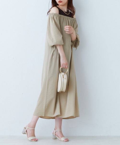 natural couture(ナチュラルクチュール)の「2022AWアイテム/肩出しレイヤードワンピース(ワンピース・レディース・その他1/ベージュ/ピンク/ブラック・FREE)」の12枚目の写真