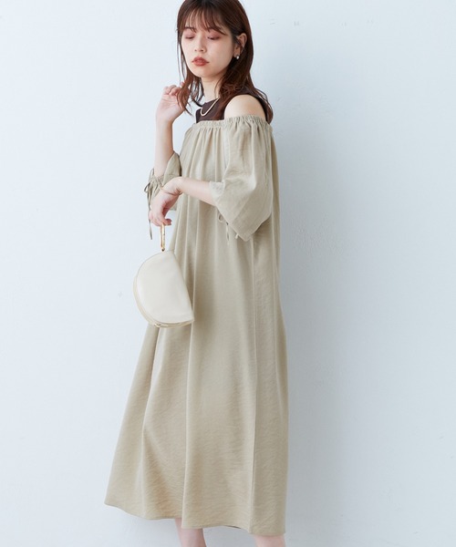 natural couture(ナチュラルクチュール)の「2022AWアイテム/肩出しレイヤードワンピース(ワンピース・レディース・その他1/ベージュ/ピンク/ブラック・FREE)」の13枚目の写真