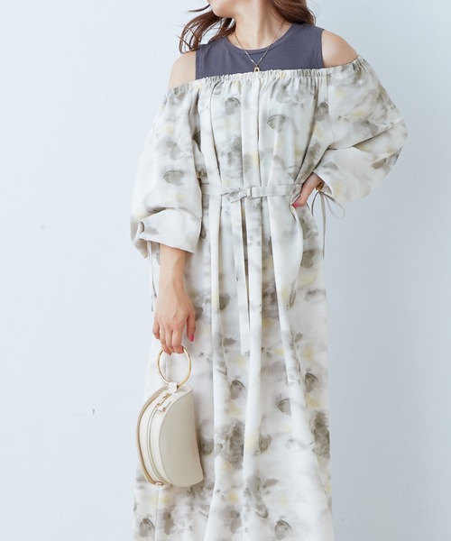 natural couture(ナチュラルクチュール)の「2022AWアイテム/肩出しレイヤードワンピース(ワンピース・レディース・その他1/ベージュ/ピンク/ブラック・FREE)」の20枚目の写真