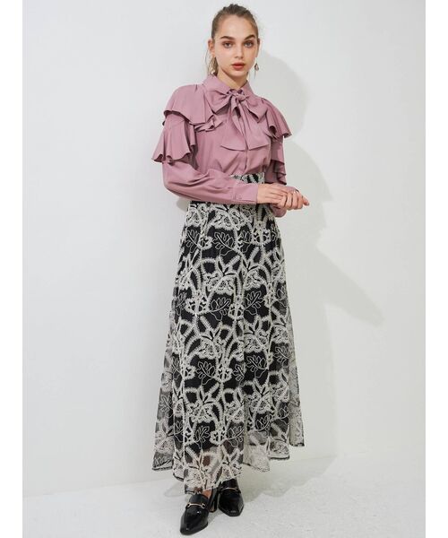 MERCURYDUO（マーキュリーデュオ）の「3WAYラッフルロングスリーブブラウス（シャツ/ブラウス・レディース・ブラック/オフホワイト/ピンク・FREE）」の13枚目の写真