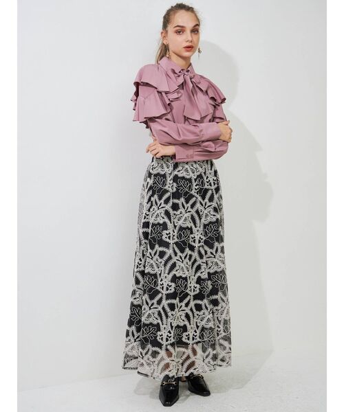 MERCURYDUO（マーキュリーデュオ）の「3WAYラッフルロングスリーブブラウス（シャツ/ブラウス・レディース・ブラック/オフホワイト/ピンク・FREE）」の16枚目の写真