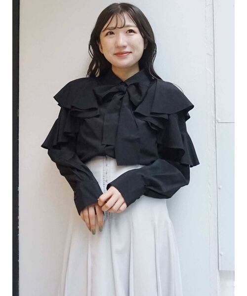 MERCURYDUO（マーキュリーデュオ）の「3WAYラッフルロングスリーブブラウス（シャツ/ブラウス・レディース・ブラック/オフホワイト/ピンク・FREE）」の20枚目の写真