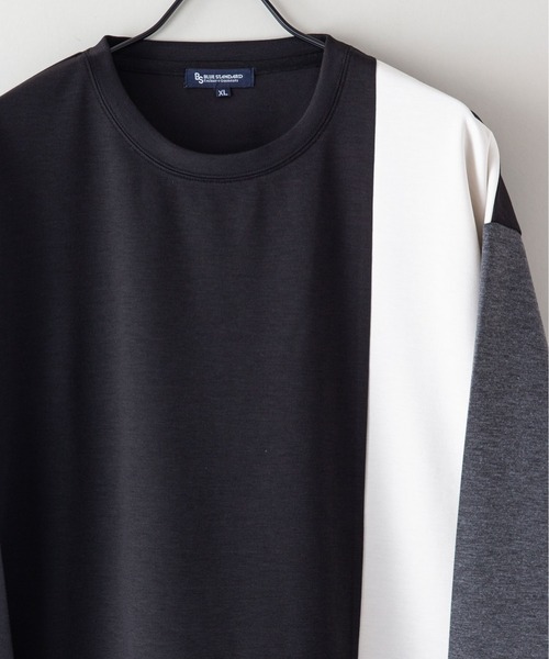 Blue Standard （ブルースタンダード）の「【BLUE STANDARD/ブルースタンダード】ダンボール フェイクレイヤード ドロップショルダー　ビッグシルエット　切り替えクルーTシャツ（Tシャツ/カットソー・メンズ・ブラック系その他/ブルー系その他/アイボリー/ブラック/その他/グレー・X-LARGE/MEDIUM/LARGE）」の15枚目の写真