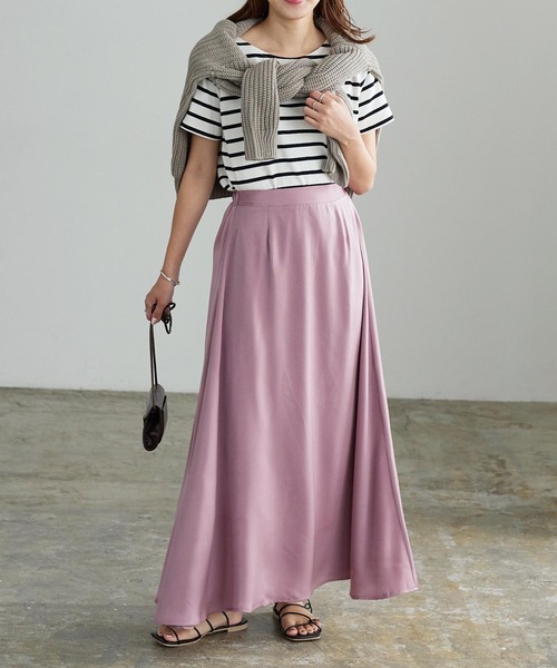 KOBE LETTUCE（コウベレタス）の「ナローシルエットサテンスカート（スカート・レディース・ブラック/モカ/ブルー系/ピンク系・FREE）」の9枚目の写真