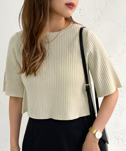 apres jour mignon(アプレジュールミニョン)の「ショート丈クルーネックトップス【ZOZOTOWN限定アイテム】(ニット/セーター・レディース・ブルー/ライトベージュ/ブラック/アイボリー・フリー/X-LARGE)」の20枚目の写真