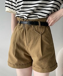ハイウエストベルト付きショートパンツ