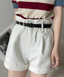 ハイウエストベルト付きショートパンツ