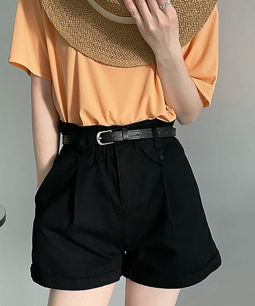Girly Doll(ガーリードール)の「ハイウエストベルト付きショートパンツ(その他パンツ・レディース・ホワイト/ブラック/キャメル・L/M)」の14枚目の写真