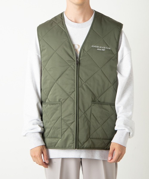 WEGO（ウィゴー）の「WEGO/ロゴ刺繍キルティングベスト（ベスト・メンズ・ブラック/カーキ・FREE）」の6枚目の写真