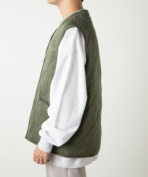 WEGO（ウィゴー）の「WEGO/ロゴ刺繍キルティングベスト（ベスト・メンズ・ブラック/カーキ・FREE）」の7枚目の写真