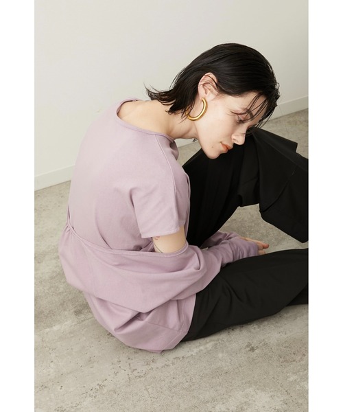 LA PEAU DE GEM（ラポドゥジェム）の「【LA PEAU DE GEM】セパレートスリーブTEE（Tシャツ/カットソー・レディース・ホワイト/ブラック/パープル・FREE）」の3枚目の写真