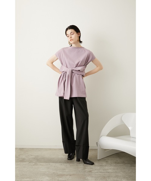 LA PEAU DE GEM（ラポドゥジェム）の「【LA PEAU DE GEM】セパレートスリーブTEE（Tシャツ/カットソー・レディース・ホワイト/ブラック/パープル・FREE）」の9枚目の写真