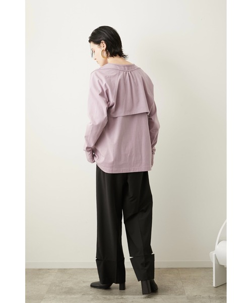 LA PEAU DE GEM（ラポドゥジェム）の「【LA PEAU DE GEM】セパレートスリーブTEE（Tシャツ/カットソー・レディース・ホワイト/ブラック/パープル・FREE）」の11枚目の写真