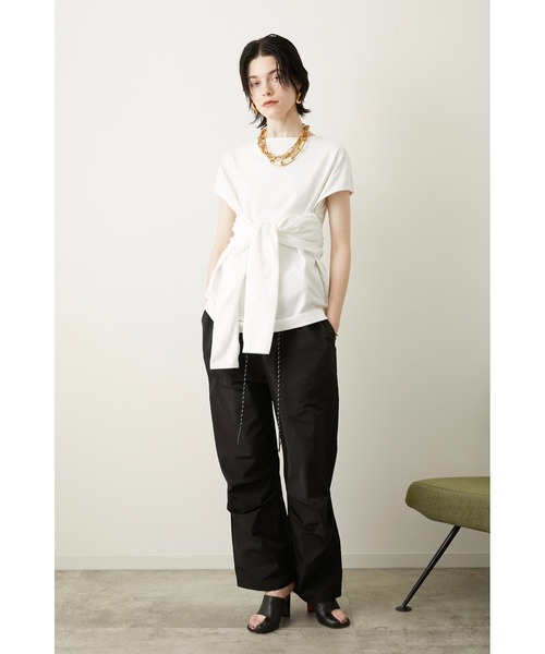 LA PEAU DE GEM（ラポドゥジェム）の「【LA PEAU DE GEM】セパレートスリーブTEE（Tシャツ/カットソー・レディース・ホワイト/ブラック/パープル・FREE）」の4枚目の写真