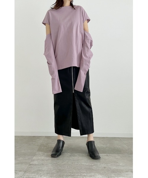 LA PEAU DE GEM（ラポドゥジェム）の「【LA PEAU DE GEM】セパレートスリーブTEE（Tシャツ/カットソー・レディース・ホワイト/ブラック/パープル・FREE）」の22枚目の写真