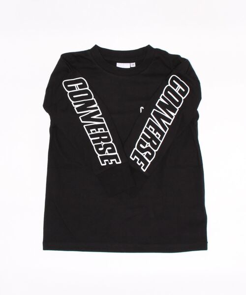 CONVERSE（コンバース）の「【CONVERSE】袖プリントロンＴ（Tシャツ/カットソー・キッズ・ブラック/オフホワイト・130/150/120/105/140/160）」の3枚目の写真