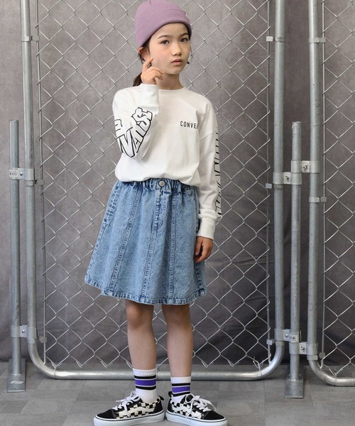 CONVERSE（コンバース）の「【CONVERSE】袖プリントロンＴ（Tシャツ/カットソー・キッズ・ブラック/オフホワイト・130/150/120/105/140/160）」の21枚目の写真