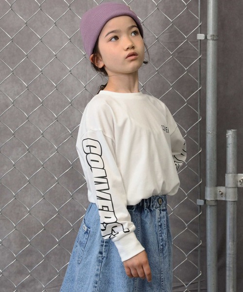 CONVERSE（コンバース）の「【CONVERSE】袖プリントロンＴ（Tシャツ/カットソー・キッズ・ブラック/オフホワイト・130/150/120/105/140/160）」の6枚目の写真
