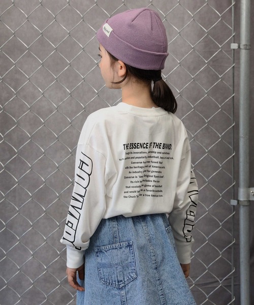 CONVERSE（コンバース）の「【CONVERSE】袖プリントロンＴ（Tシャツ/カットソー・キッズ・ブラック/オフホワイト・130/150/120/105/140/160）」の8枚目の写真