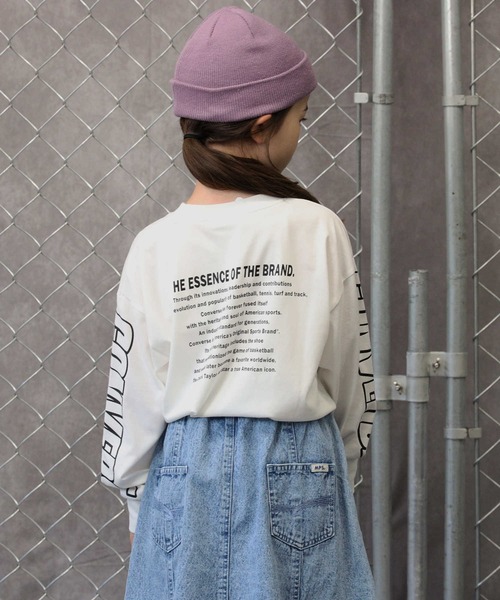 CONVERSE（コンバース）の「【CONVERSE】袖プリントロンＴ（Tシャツ/カットソー・キッズ・ブラック/オフホワイト・130/150/120/105/140/160）」の9枚目の写真