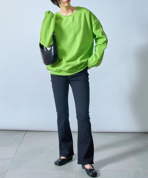 SETUP7（セットアップセブン）の「【SETUP7】オーバーサイズクルーネックライトスウェットトレーナー SCCH205（スウェット・レディース・グリーン/オレンジ/ホワイト/パープル/ブラック/グレー・3/4）」の7枚目の写真