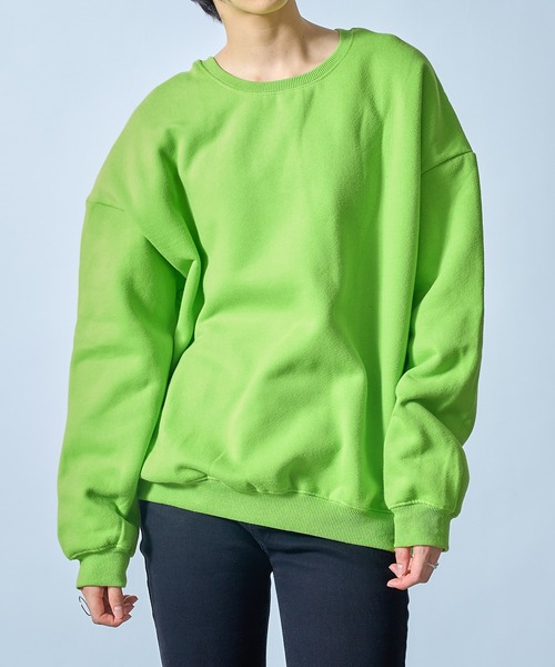 SETUP7（セットアップセブン）の「【SETUP7】オーバーサイズクルーネックライトスウェットトレーナー SCCH205（スウェット・レディース・グリーン/オレンジ/ホワイト/パープル/ブラック/グレー・3/4）」の9枚目の写真