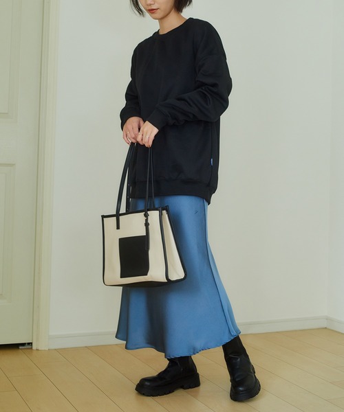 SETUP7（セットアップセブン）の「【SETUP7】オーバーサイズクルーネックライトスウェットトレーナー SCCH205（スウェット・レディース・グリーン/オレンジ/ホワイト/パープル/ブラック/グレー・3/4）」の14枚目の写真