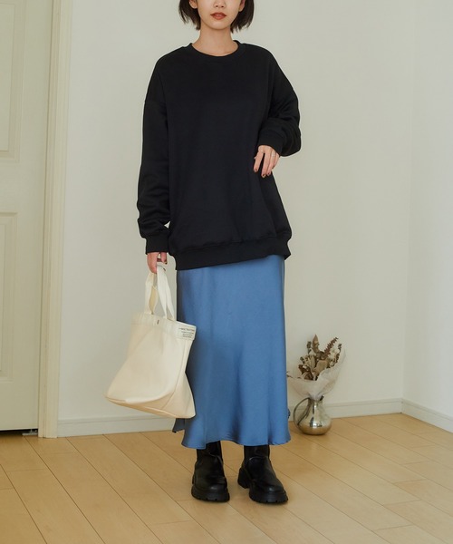 SETUP7（セットアップセブン）の「【SETUP7】オーバーサイズクルーネックライトスウェットトレーナー SCCH205（スウェット・レディース・グリーン/オレンジ/ホワイト/パープル/ブラック/グレー・3/4）」の13枚目の写真