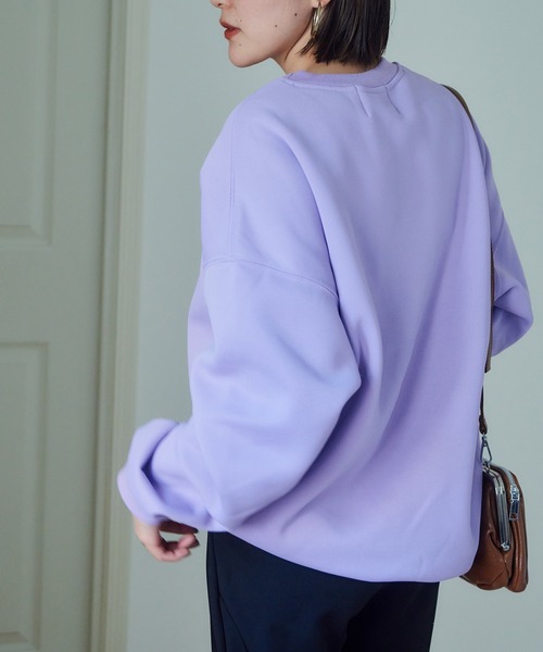 SETUP7（セットアップセブン）の「【SETUP7】オーバーサイズクルーネックライトスウェットトレーナー SCCH205（スウェット・レディース・グリーン/オレンジ/ホワイト/パープル/ブラック/グレー・3/4）」の21枚目の写真