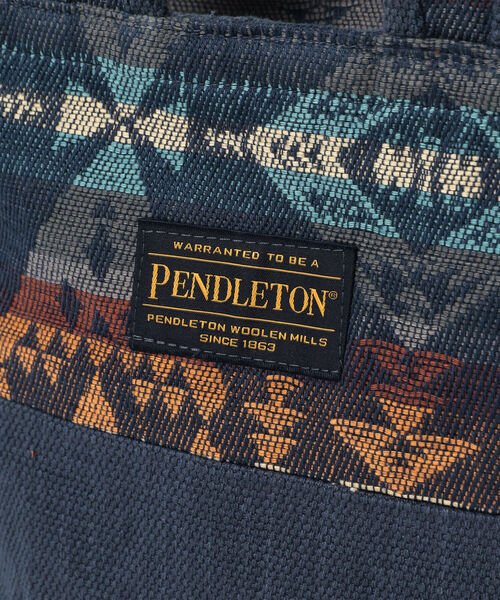 B:MING by BEAMS（ビーミングバイビームス）の「PENDLETON / ランチ バッグ（トートバッグ・メンズ・ネイビー/ブラウン・ONE SIZE）」の9枚目の写真